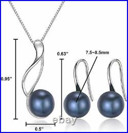 GORGEOUS Pearl Necklace Set White Gold Long Necklace Earring Bridal Set Gift