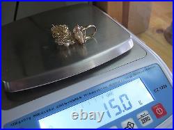 GORGEOUS Vintage 14k Yellow Gold Pearl Ring sz6.25 & Earrings Set Diamond accent