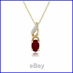 Gemondo 9ct Yellow Gold Ruby & Diamond Classic Drop Earrings & 45cm Necklace Set