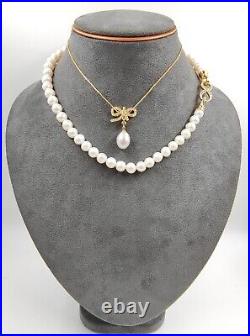 Genuine 17 Natural White Sea Pearl Necklace Set 9ct Gold Filled Diamond Genuine 17 Natural White Sea Pearl Necklace Set 9ct Gold Filled Diamond
