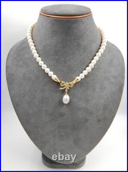 Genuine 17 Natural White Sea Pearl Necklace Set 9ct Gold Filled Diamond Genuine 17 Natural White Sea Pearl Necklace Set 9ct Gold Filled Diamond