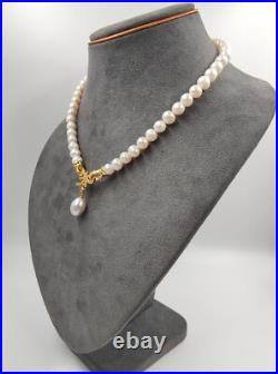 Genuine 17 Natural White Sea Pearl Necklace Set 9ct Gold Filled Diamond Genuine 17 Natural White Sea Pearl Necklace Set 9ct Gold Filled Diamond