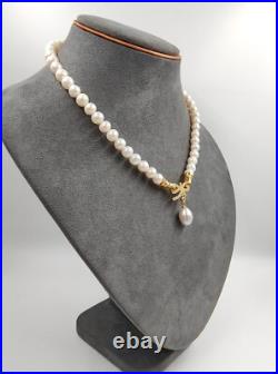 Genuine 17 Natural White Sea Pearl Necklace Set 9ct Gold Filled Diamond Genuine 17 Natural White Sea Pearl Necklace Set 9ct Gold Filled Diamond