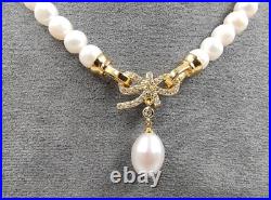 Genuine 17 Natural White Sea Pearl Necklace Set 9ct Gold Filled Diamond Genuine 17 Natural White Sea Pearl Necklace Set 9ct Gold Filled Diamond