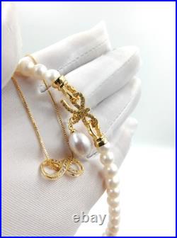 Genuine 17 Natural White Sea Pearl Necklace Set 9ct Gold Filled Diamond Genuine 17 Natural White Sea Pearl Necklace Set 9ct Gold Filled Diamond