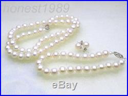 Genuine 6.5-7mm AAA+ grade perfect round white akoya pearls SET 14K solid gold