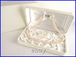 Genuine 7mm Pearl K14 White Gold Earrings & Silver Clasp Necklace SET +Case +Box