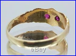 Genuine Antique 18ct 18k Ruby & Pearl Ring Set In Yellow Gold Finger Size T 1/2
