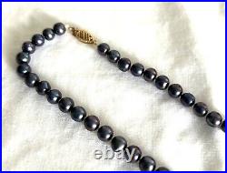 Genuine Black Gray Purple Pearl 19 Necklace 8 Bracelet Set Cultured Vintage 14K