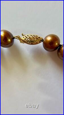 Genuine Chocolate Pearl & Earring Set, 14K Gold, 9mm, 19 long