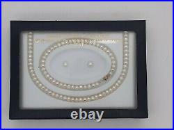Genuine Freshwater Cultured Pearl Necklace Bracelet Stud Earrings Set 10kt Gold