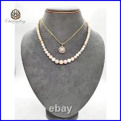 Genuine Natural Candy Seawater Pearl Necklace Set 18k Gold Plated Two Layered Genuine Natural Candy Seawater Pearl Necklace Set 18k Gold Plated Two Layered