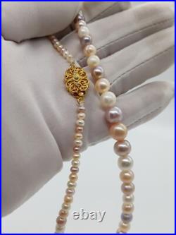 Genuine Natural Candy Seawater Pearl Necklace Set 18k Gold Plated Two Layered Genuine Natural Candy Seawater Pearl Necklace Set 18k Gold Plated Two Layered