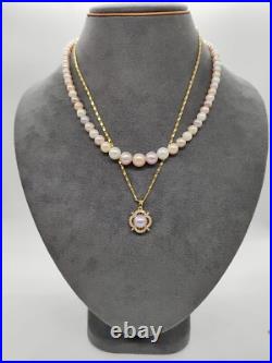 Genuine Natural Candy Seawater Pearl Necklace Set 18k Gold Plated Two Layered Genuine Natural Candy Seawater Pearl Necklace Set 18k Gold Plated Two Layered