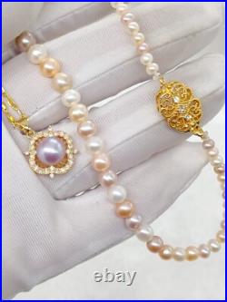 Genuine Natural Candy Seawater Pearl Necklace Set 18k Gold Plated Two Layered Genuine Natural Candy Seawater Pearl Necklace Set 18k Gold Plated Two Layered
