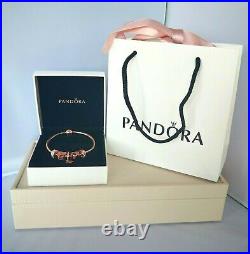 Genuine Pandora Snake Chain Bracelet & Charm Set 19cm 14k Rose Gold. 580728. New