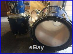 Genuine Pearl Masterworks 4 PIECE drum set GOLD hardware blue glitter Gorgeous