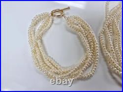 Genuine Pearl Multi-Strand Bracelet & Necklace Set with 14KT Gold Clasps CS-6383 Genuine Pearl Multi-Strand Bracelet & Necklace Set with 14KT Gold Clasps CS-6383