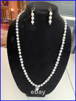 Genuine Saltwater Baroque Black pearl necklace withearrings