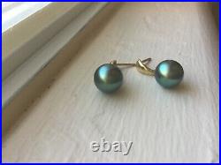 Genuine Tahitian Natural Green Pearls Earrings And Necklace Set
