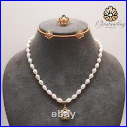 Genuine White Natural Sea Pearl Necklace Earrings Ring Set Real 9ct Gold Filled