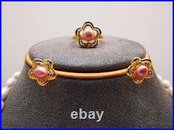 Genuine White Natural Sea Pearl Necklace Earrings Ring Set Real 9ct Gold Filled