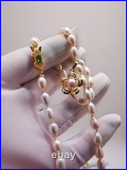 Genuine White Natural Sea Pearl Necklace Earrings Ring Set Real 9ct Gold Filled