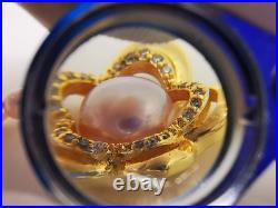 Genuine White Natural Sea Pearl Necklace Earrings Ring Set Real 9ct Gold Filled