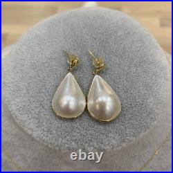 Genuine south sea white pearl necklace And Earring Set 18K Gold And S925 Silver