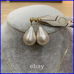 Genuine south sea white pearl necklace And Earring Set 18K Gold And S925 Silver