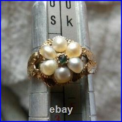 Georgian Tiny Small 22 Carat Gold Engraved Pearl Set Childs Ring Size D Xwl145