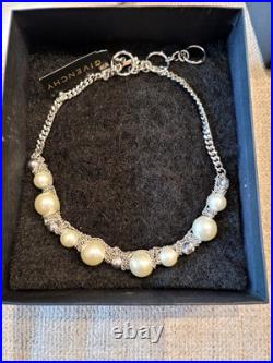 Givenchy Faux Pearl Crystal Silver Tone Necklace Bracelet Chain Set NEW with Tags Givenchy Faux Pearl Crystal Silver Tone Necklace Bracelet Chain Set NEW with Tags