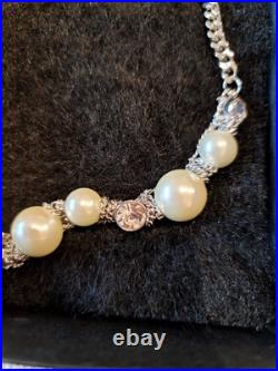 Givenchy Faux Pearl Crystal Silver Tone Necklace Bracelet Chain Set NEW with Tags Givenchy Faux Pearl Crystal Silver Tone Necklace Bracelet Chain Set NEW with Tags