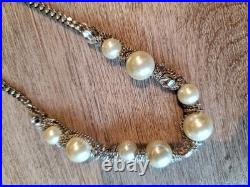 Givenchy Faux Pearl Crystal Silver Tone Necklace Bracelet Chain Set NEW with Tags Givenchy Faux Pearl Crystal Silver Tone Necklace Bracelet Chain Set NEW with Tags
