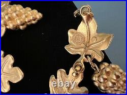 Givenchy Sign Gold Tone Chunky Faux Pearls Acorn Foliage Necklace & Bracelet Set