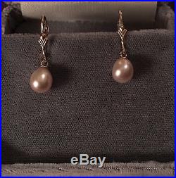 Gold 14 K Pearl Necklace and Earring Set, 18 Inches