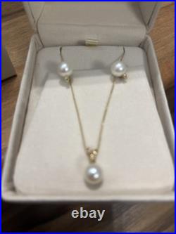 Gold 14K Peoples Pearl Necklace and Earrings Set