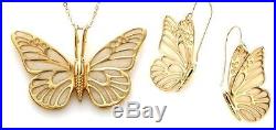 Gold Butterfly Jewelry Set Pearl Polymer Clay Birthday Necklace Dangle Earrings