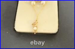 Gold Filled Chained Jewelry Women's 2 Necklaces & Earrings Set withPearl Stones