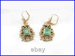 Gold Gilded Emerald Jewelry Set Beryl & Pearls Sterling Silver