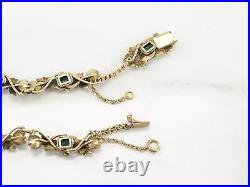 Gold Gilded Emerald Jewelry Set Beryl & Pearls Sterling Silver