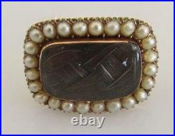 Gold Mourning Ring Antique 15ct Gold Pearl Set Mourning Oblong Brooch