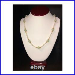 Gold Plated Filigree Beaded Carved Green Jade Dragon Cultured Pearl Necklace Set