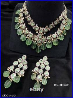 Gold Plated Kundan Choker Necklace Set Bollywood Bridal Indian Pearl Jewelry fal
