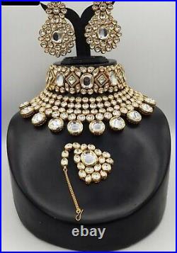 Gold Plated Round Shape Kundan Designer Meena Bollywood Bridal Wedding Jewelry