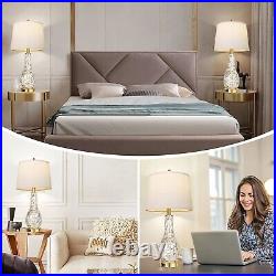 Gold Table Lamps Set Of 2 For Living Room Modern Nightstand Lamp With Usb Ports