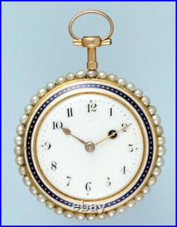 Gold and Enamel Watch Set with Pearls