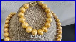 Golden 10.5-12mm Cultured Pearl & Champagne Diamond Necklace Bracelet Set