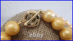 Golden 10.5-12mm Cultured Pearl & Champagne Diamond Necklace Bracelet Set