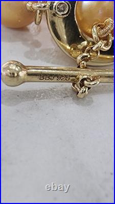 Golden 10.5-12mm Cultured Pearl & Champagne Diamond Necklace Bracelet Set